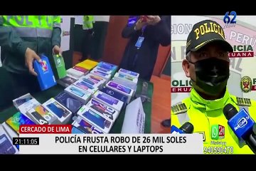 Download Video: Cercado de Lima: policía y serenos frustraron robo en tienda de celulares