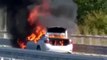 Maltepe'de otomobilin alev alev yandığı anlar kamerada