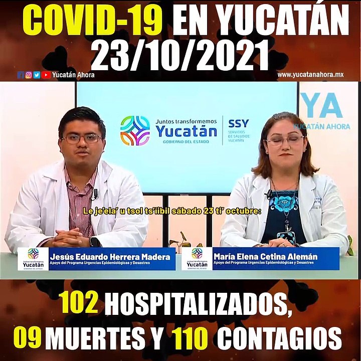 Panorama de Covid-19 en Yucatán. Actualización al 23 de octubre de 2021