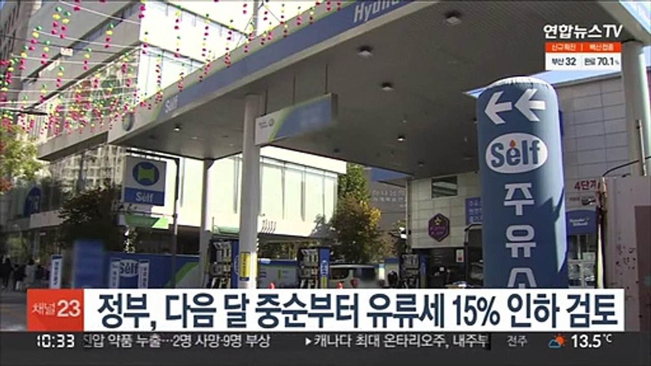 정부, 다음 달 중순부터 유류세 15% 인하 검토