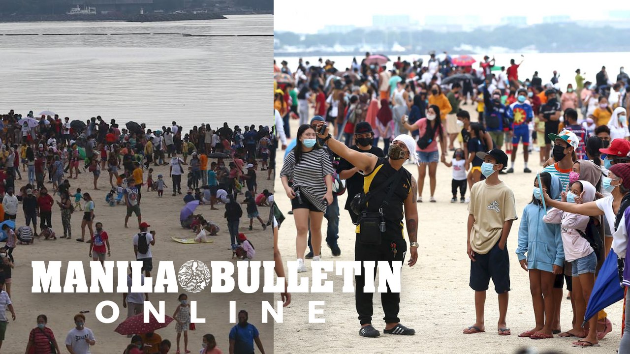 Thousands of people flock to Manila Bay dolomite beach