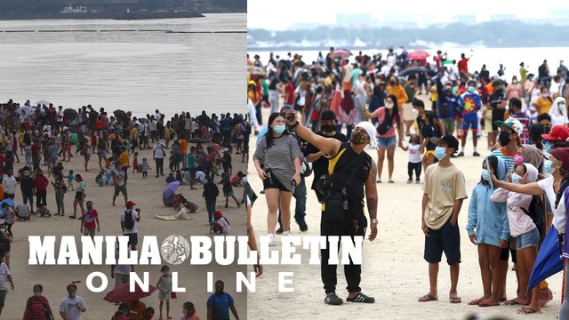 Thousands of people flock to Manila Bay dolomite beach
