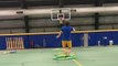 Man Makes Impressive Basketball Shot While Hula Hooping Multiple Hoops