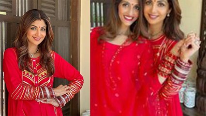 Shilpa Shetty का Karwa Chauth Celebration Look Viral, Raj Kundra के बिना ऐसे दिखी । Watch Video