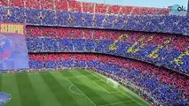 Las gradas del Camp Nou realizaron un mosaico antes del partido contra el Real Madrid