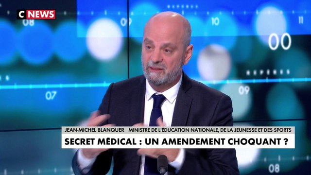 Jean-Michel Blanquer sur l'amendement visant la levée du secret médical des enfants : «L'enjeu c'est de maintenir les écoles ouvertes, cette mesure est très proportionnée»