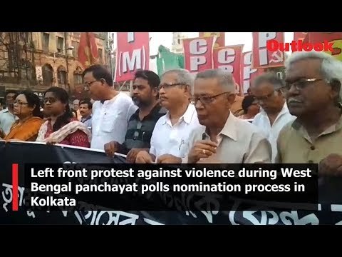 Left front protest against violence during West Bengal panchayat polls nomination process in Kolkata