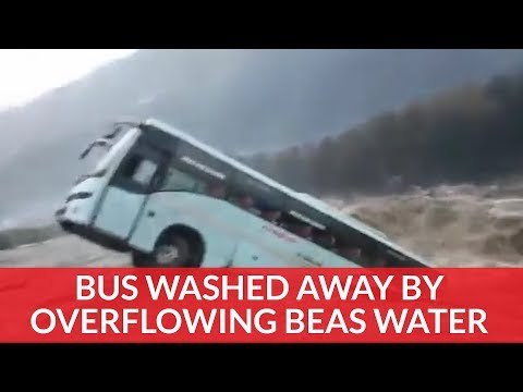 Bus Washed Away By Overflowing Beas Water In Manali