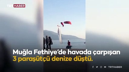 Havada çarpışan 3 yamaç paraşütçüsü denize düştü