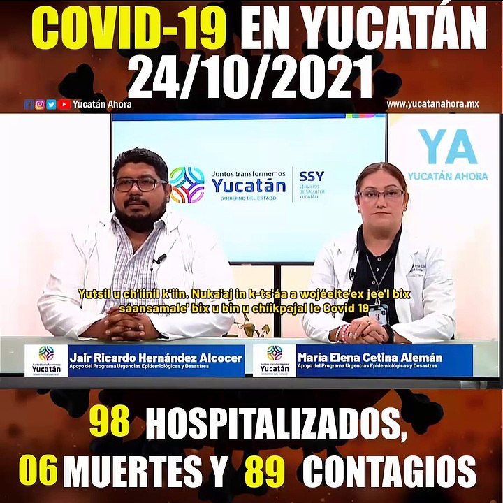 Panorama de Covid-19 en Yucatán. Actualización al 24 de Octubre de 2021