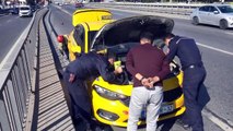 AVCILAR'DA TAKSİNİN MOTORUNA GİREN İNATÇI KEDİYİ USTA ÇIKARDI