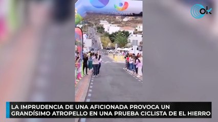 La imprudencia de una aficionada provoca un grandísimo atropello en una prueba ciclista de El Hierro
