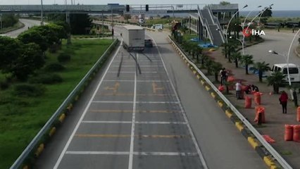 Giresun'da kural ihlali yapan araçlar drone tarafından görüntülendi