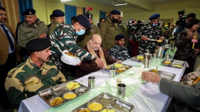 J-K: Amit Shah spends night at CRPF camp, eats dinner