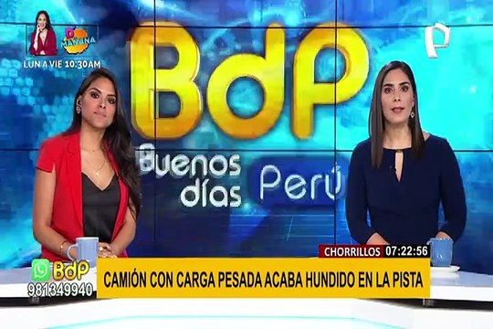 Chorrillos: camión con carga pesada se hunde en la pista