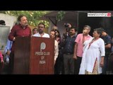 Prannoy Roy speaks at the journalist's protest at Press Club of India