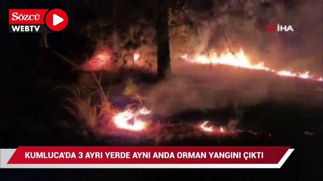 Kumluca'da 3 ayrı yerde eş zamanlı çıkan yangın büyümeden söndürüldü