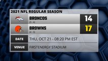 Broncos @ Browns Game Recap for THU, OCT 21 - 08:20 PM EST