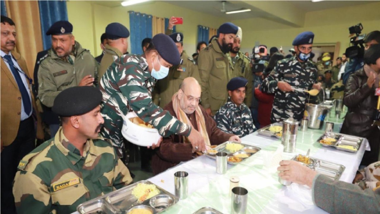 Shah spends night at CRPF camp, eats with jawans