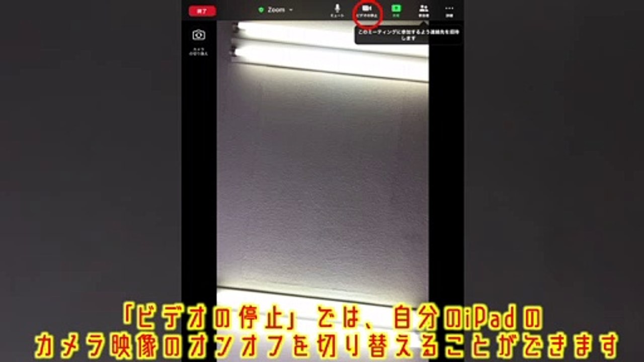 Zoom(iPad版)でのミーティング中の操作①