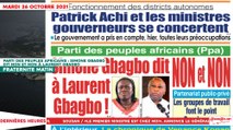 Le Titrologue du 26 Octobre 2021 : Parti des Peuples Africains, Simone Gbagbo dit Non et Non à Laurent Gbagbo