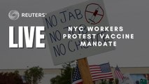 NYC workers march across Brooklyn Bridge in protest of COVID-19 vaccine mandate