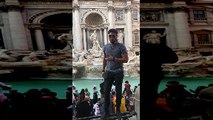 Operatic Tenor Sings at Famous Trevi Fountain