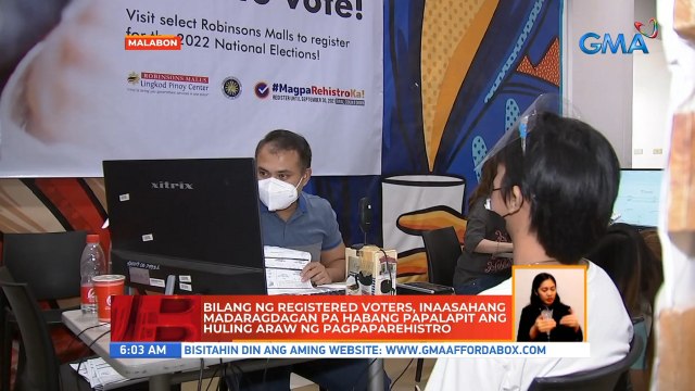 Bilang ng registered voters, inaasahang madaragdagan pa habang papalapit ang huling araw ng pagpaparehistro | UB