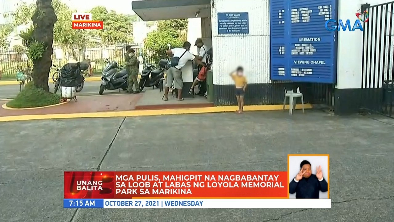 Mga pulis, mahigpit na nagbabantay sa loob at labas ng Loyola Memorial Park sa Marikina | UB