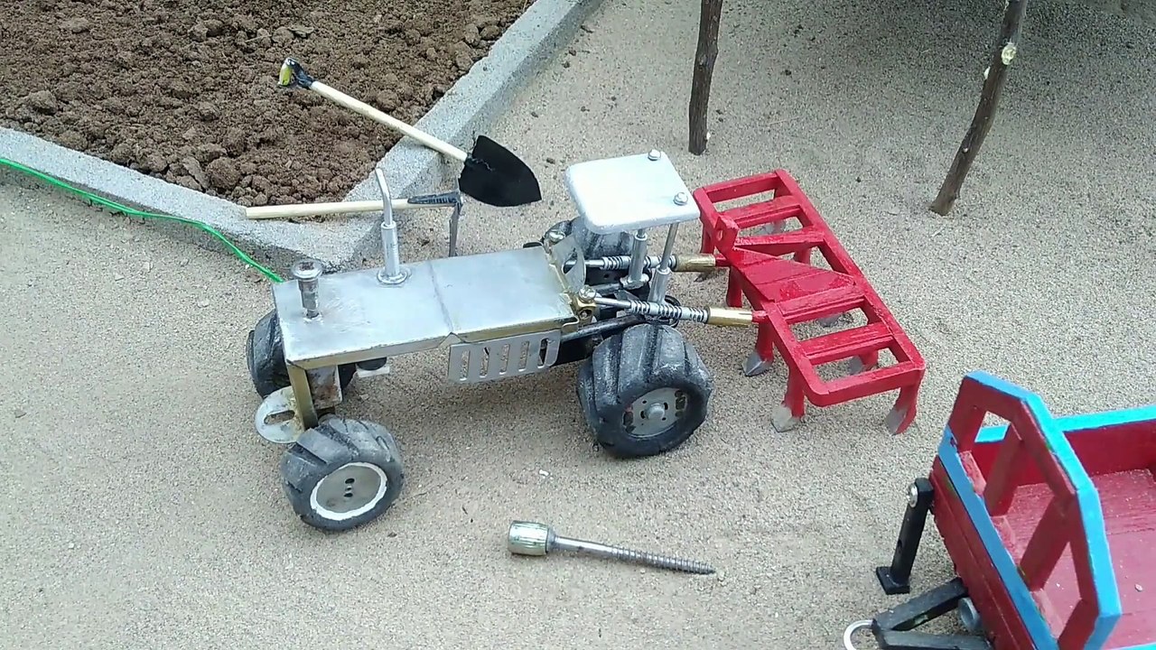diy tractor Farming _ tractor machine motor-science project _ Mini creative _ Tractor Trolly Maker