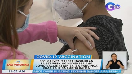 Sec. Galvez: Target masimulan sa 1st week ng November ang COVID vaccination sa iba pang mga edad 12-17 sa buong bansa | BT