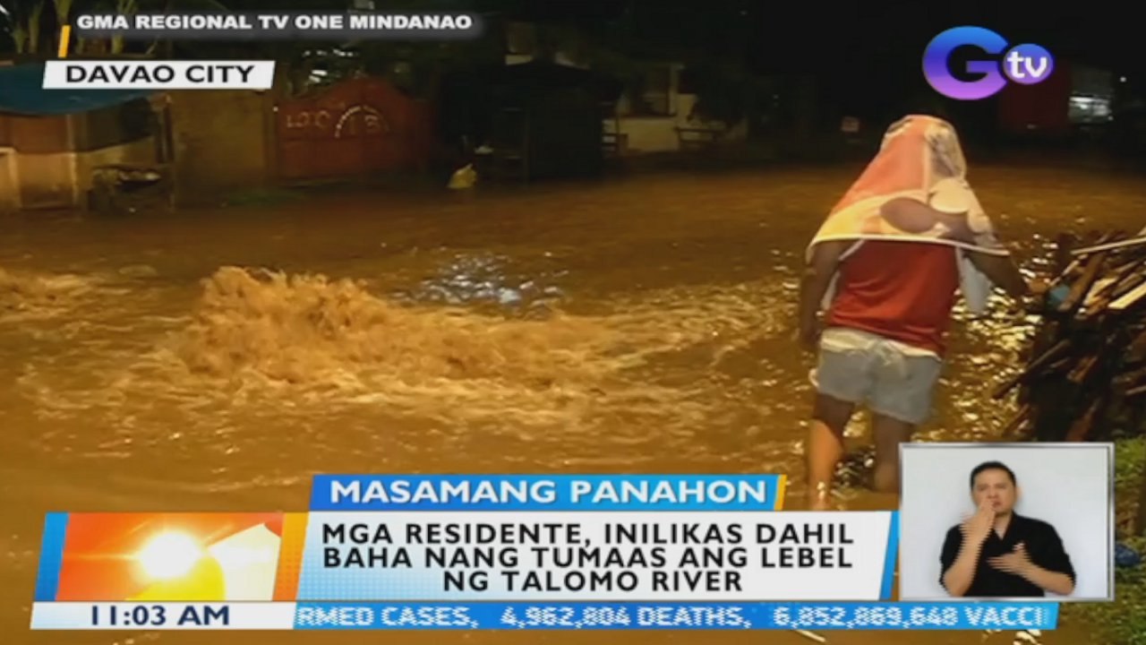 Mga residente, inilikas dahil sa baha nang tumaas ang lebel ng tubig sa Talomo River | BT