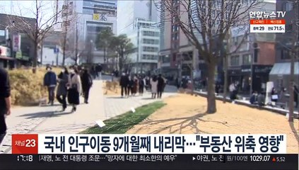 국내 인구이동 9개월째 내리막…"부동산 위축 영향"