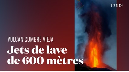 A la Palma, le volcan Cumbre Vieja projette de la lave à 600 m de hauteur