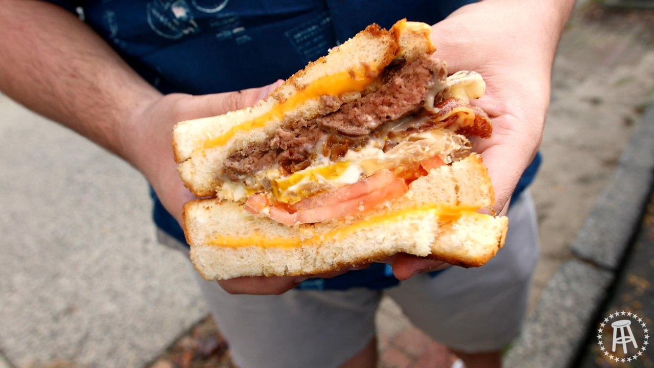 Here We Have A Burger Sandwiched Between 2 Grilled Cheeses. Literally.