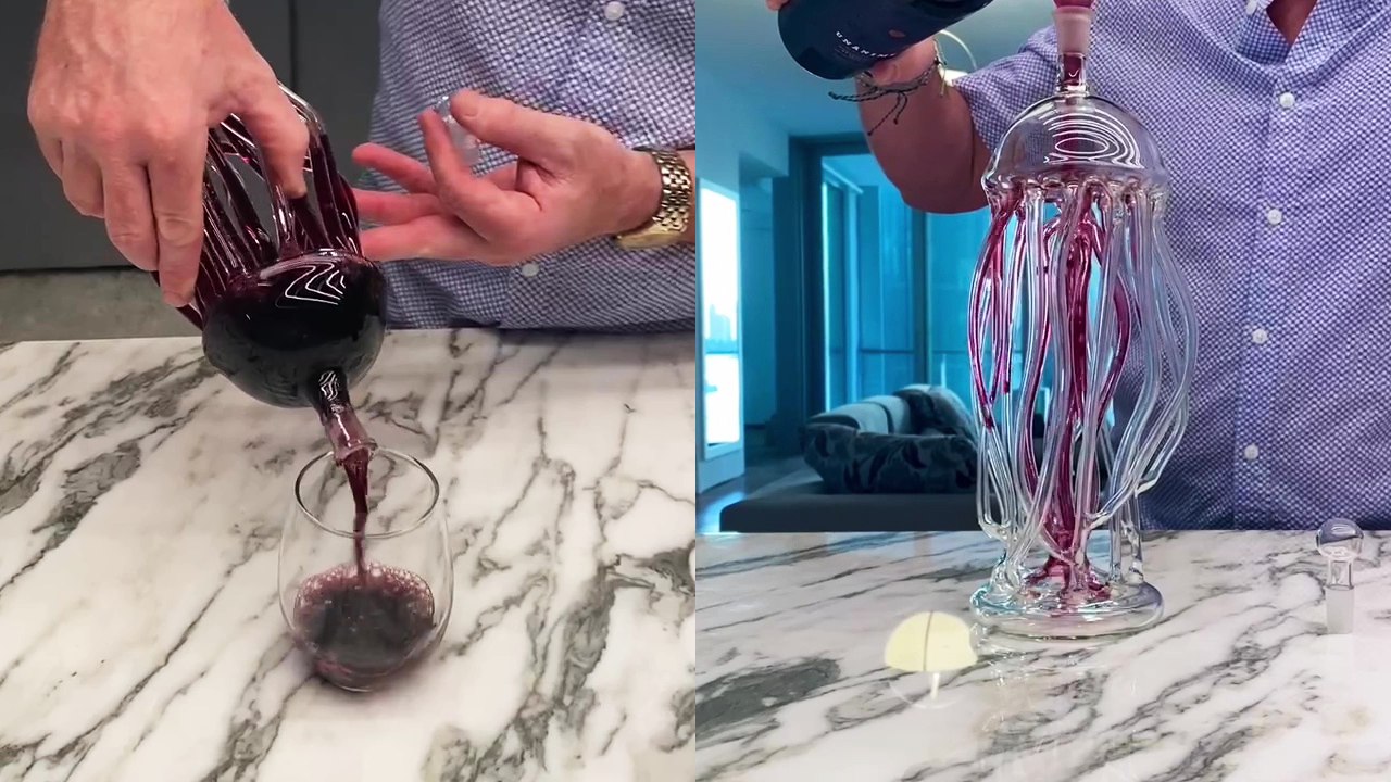 'Glassblower unveils AESTHETICALLY STUNNING Jellyfish Wine Decanter