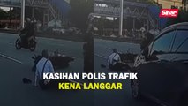 Kasihan polis trafik kena langgar