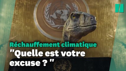 Un dinosaure envahit l'Onu pour appeler le monde à "ne pas choisir l'extinction"