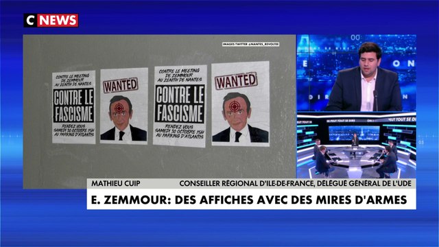 Mathieu Cuip sur les affiches menaçantes visant Éric Zemmour : «La classe politique devrait être indignée de ce genre de choses, (...) cette violence n'a pas sa place en politique»