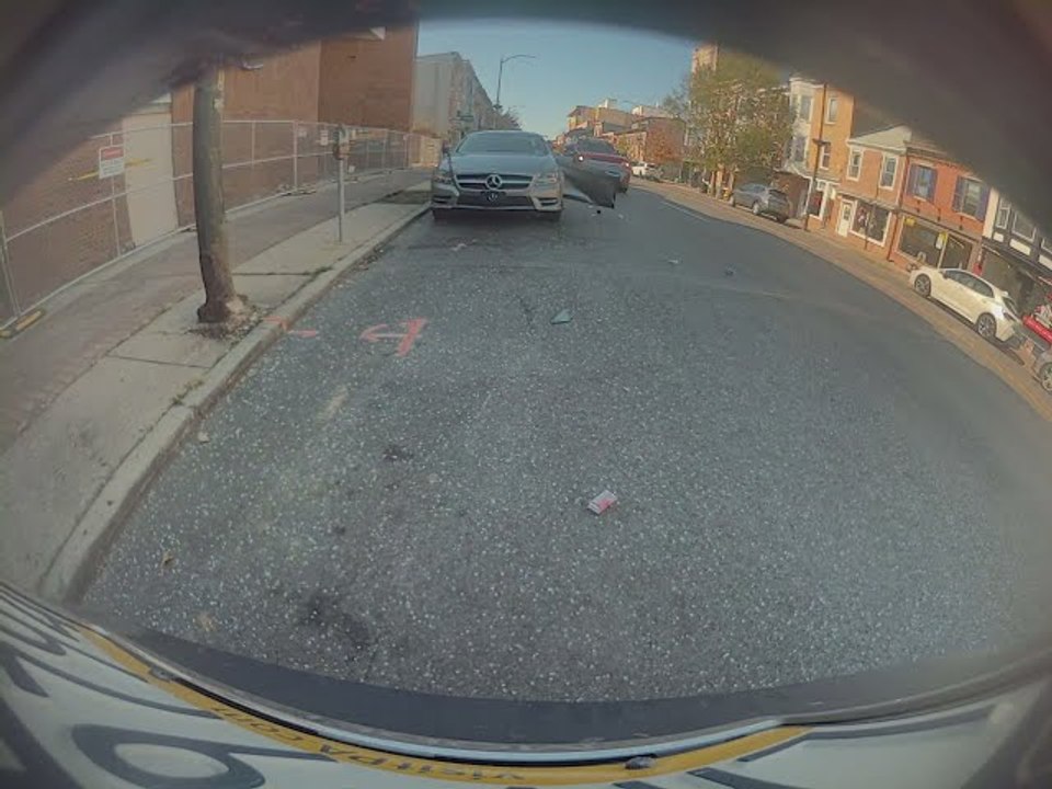 Tesla Records Bus Colliding with Mercedes Door