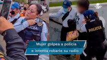 Graban a señora que golpea a mujer policía en Metro Chabacano