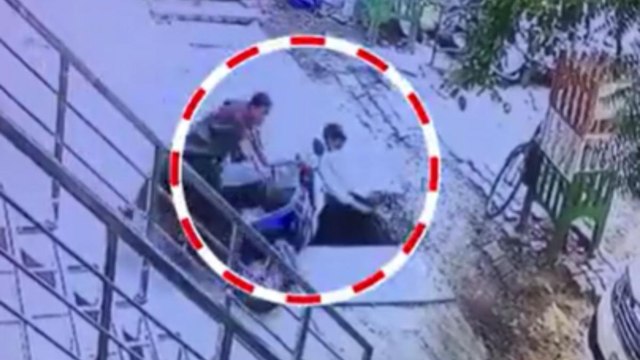 EX-MLA in UP falls into sewer, video captured on CCTV