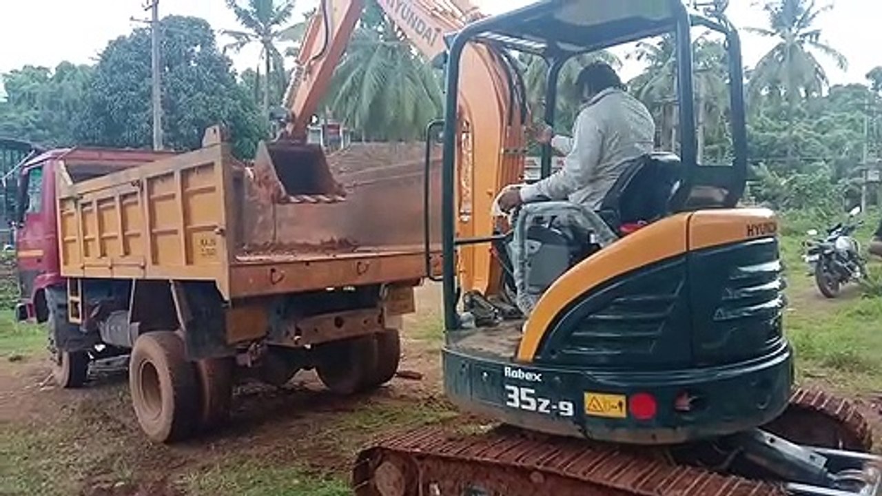 Mini excavator Loading Operator