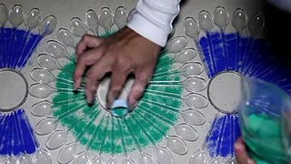 Making Rangoli by using plastic spoon on Diwali festival  video...