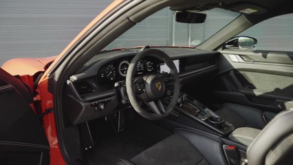 Porsche 911 Carrera 4 GTS Coupe Interior Design in Lava Orange
