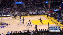 Curry's one-footed three-pointer has Chase Center stunned