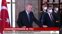 Anıtkabir'de 29 Ekim töreni! Cumhurbaşkanı Erdoğan mesajını okudu