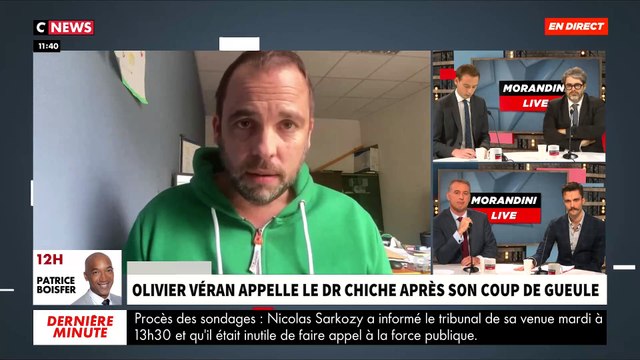 Le ministre de la Santé Olivier Véran appelle le Dr Chiche après son coup de gueule en direct dans « Morandini Live » sur CNews - VIDEO