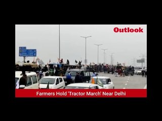 Farmers Hold 'Tractor March' Near Delhi