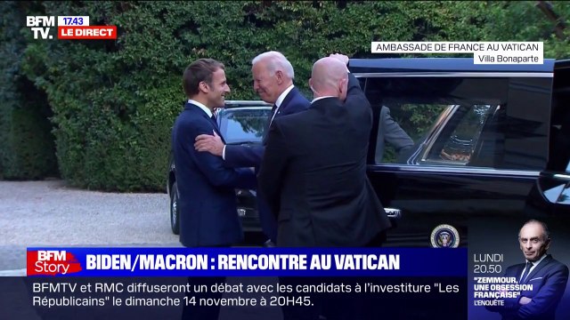 Biden/Macron: le président américain, accueilli par Emmanuel Macron à la villa Bonaparte à Rome